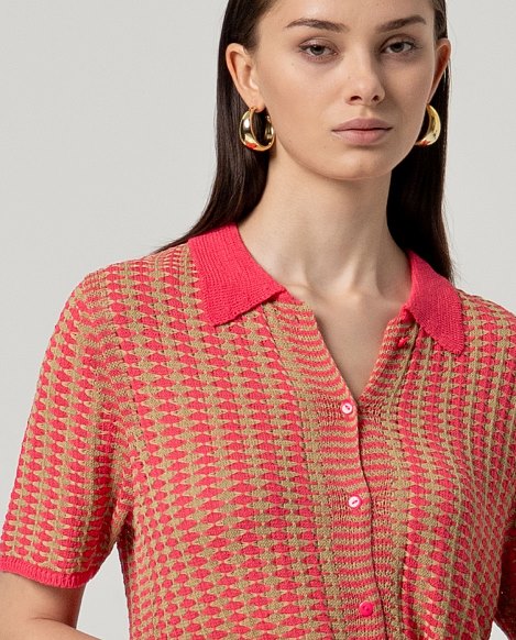 Kurzarm-Polo-Cardigan