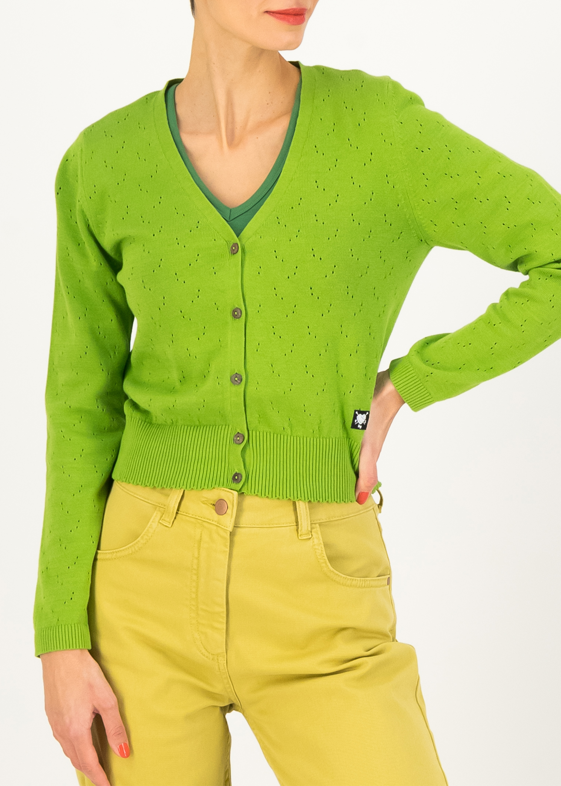 Cardigan Save the World - stunningly green knit