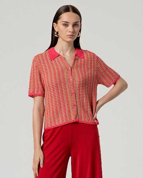 Kurzarm-Polo-Cardigan