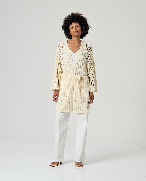 Offene Strickjacke mit Gürtel