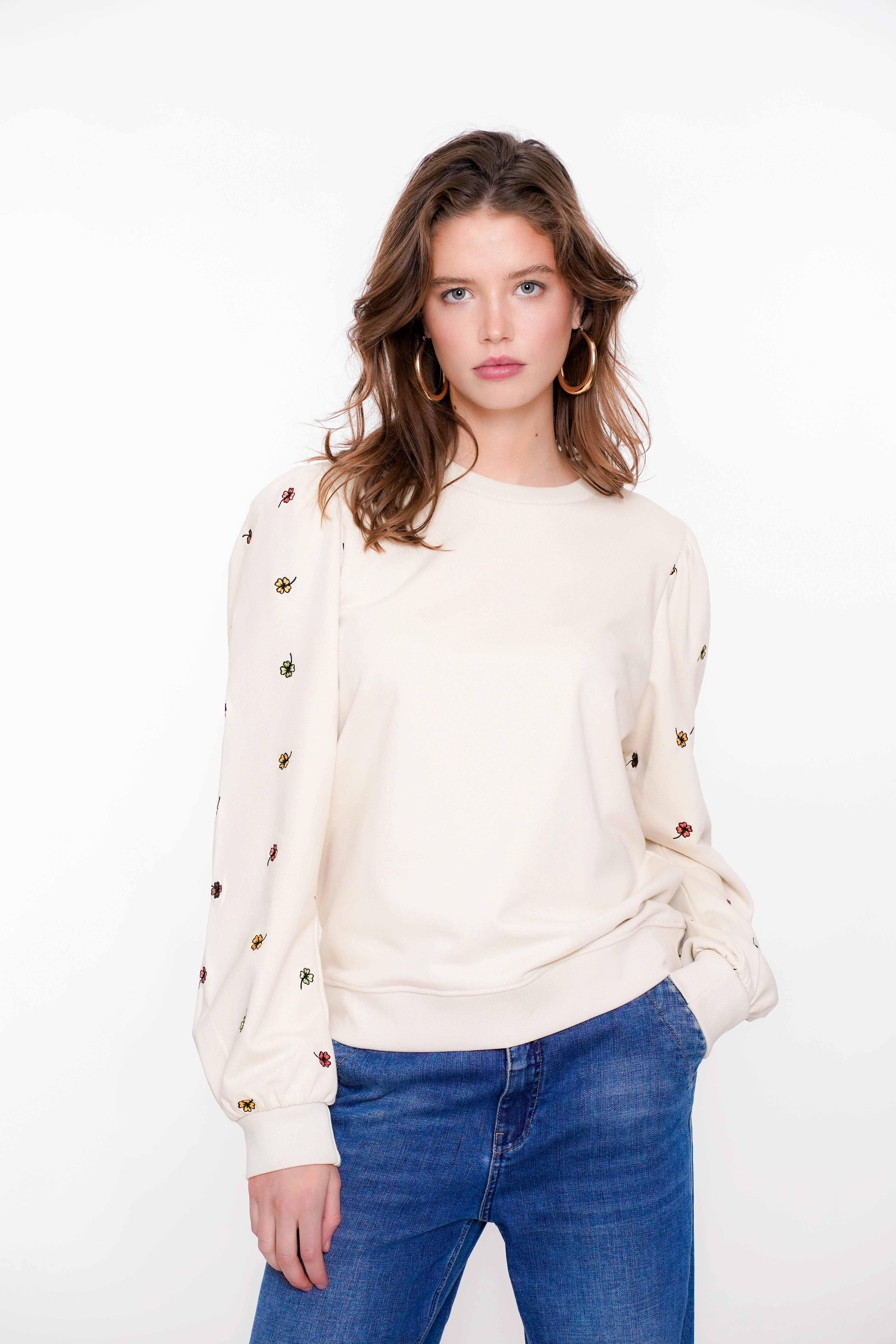 GEISHA Sweatshirt mit Kleeblattstickerei