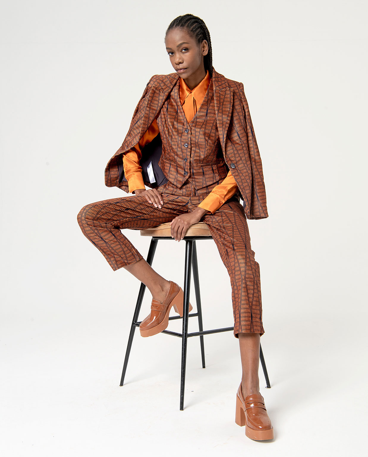 SURKANA gerade geschnittenen  Hose PRINT-ORANGE