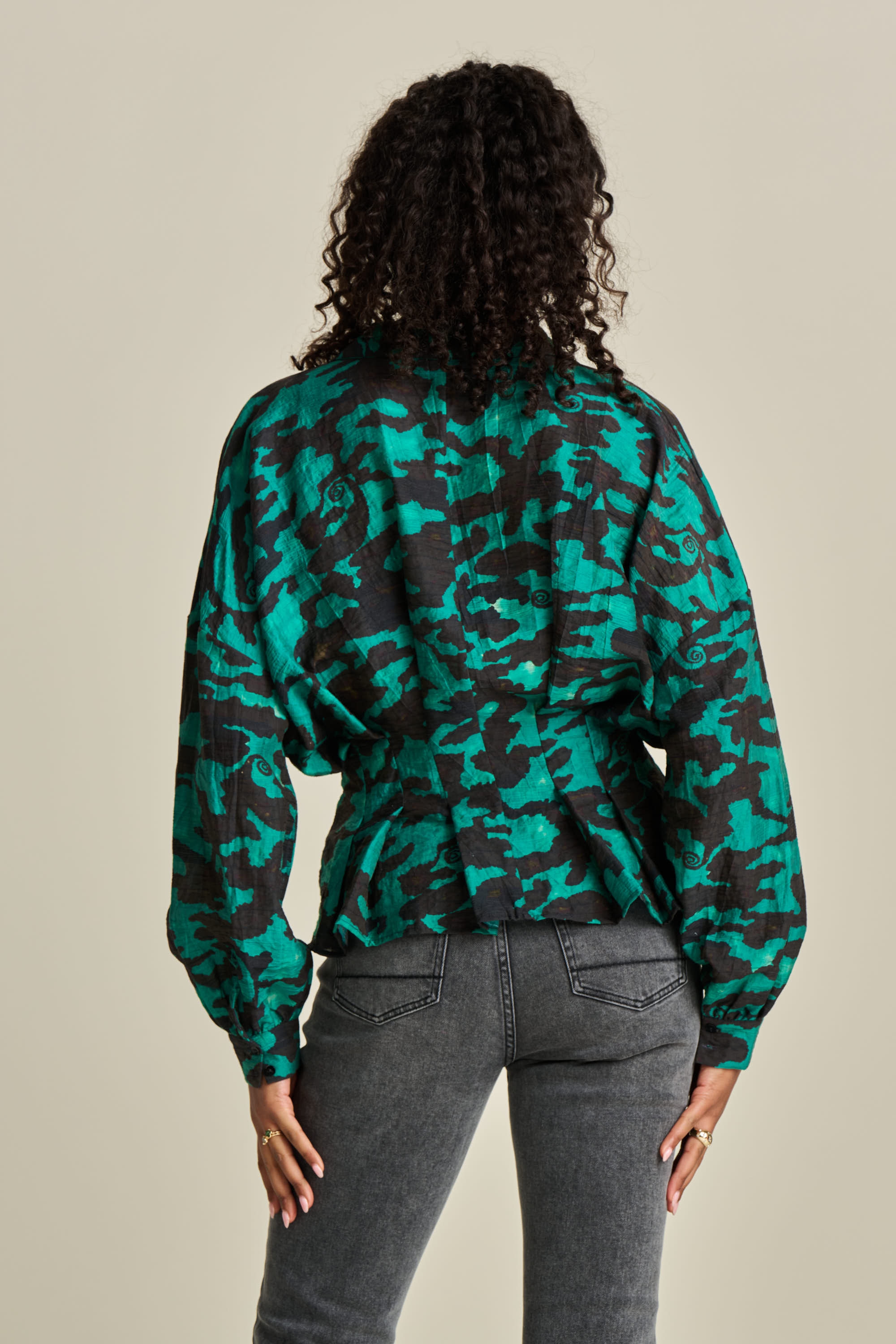  BLOUSE - Camo Teal Green