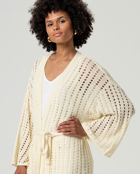 Offene Strickjacke mit Gürtel