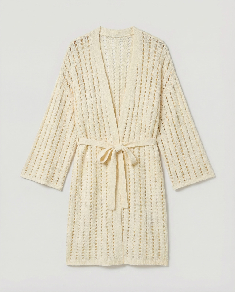 Offene Strickjacke mit Gürtel