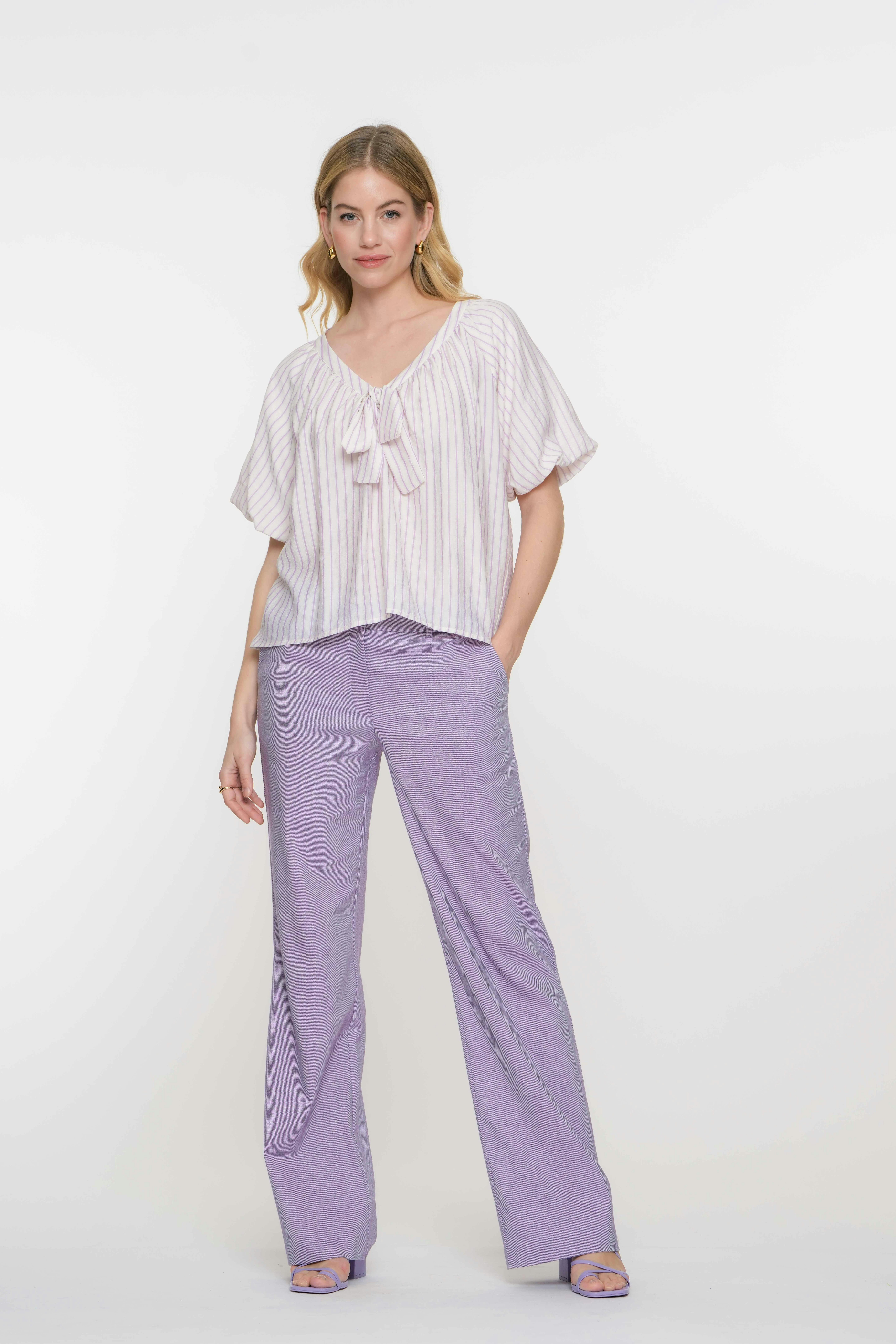GEISHA Top mit Streifen und Schleifendetail