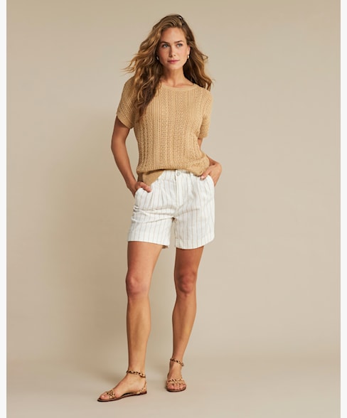 Cleo short cotton linen stripe
