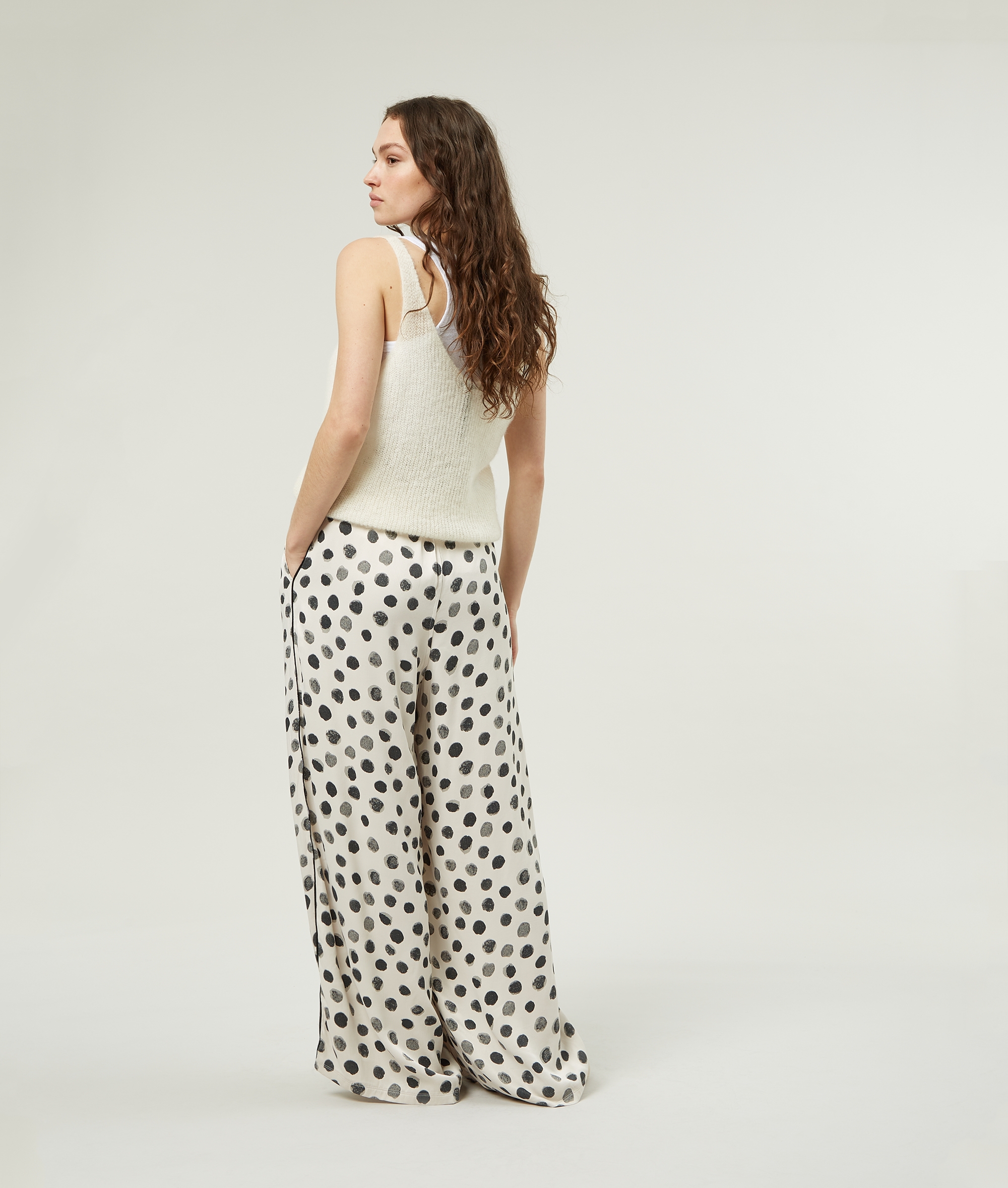 1 satin wide pants painted dot