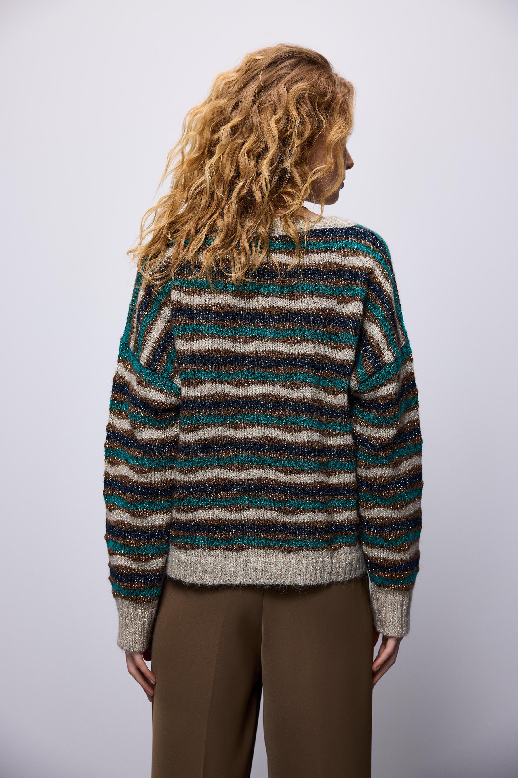 Mehrfarbiger Alpaka-Lurex-Pullover