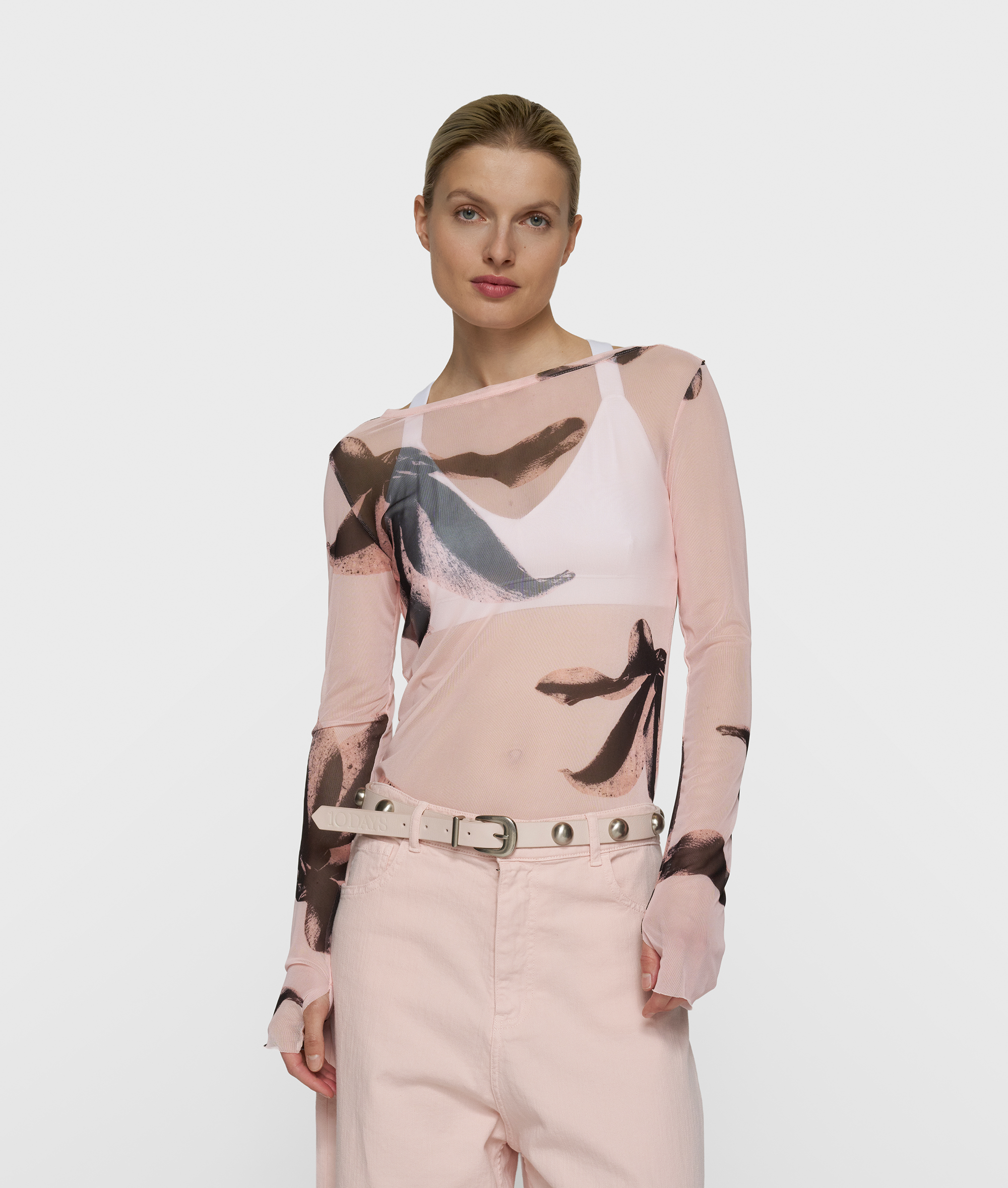  mesh long sleeve flower