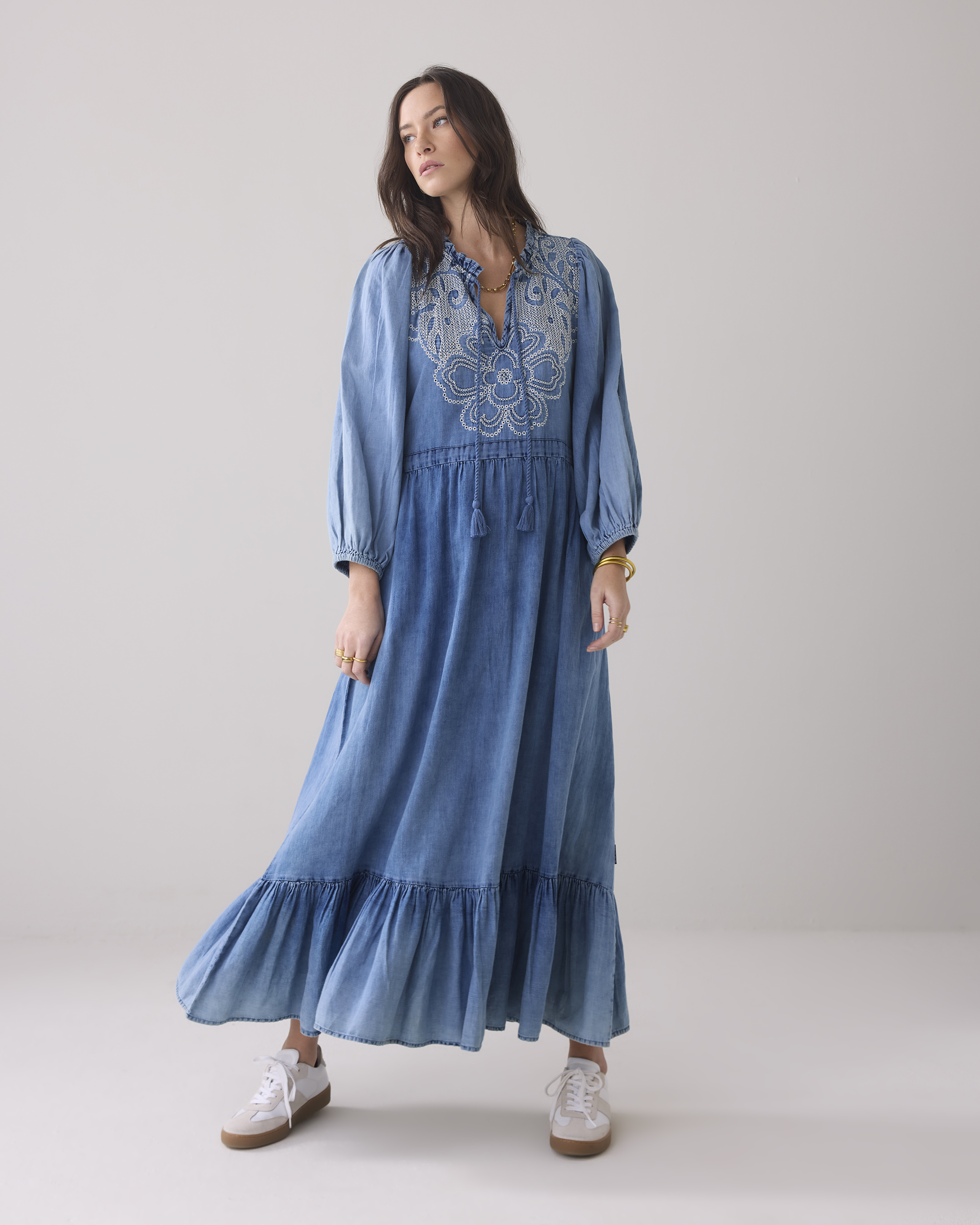  Long dress Cotton Indigo Sateen