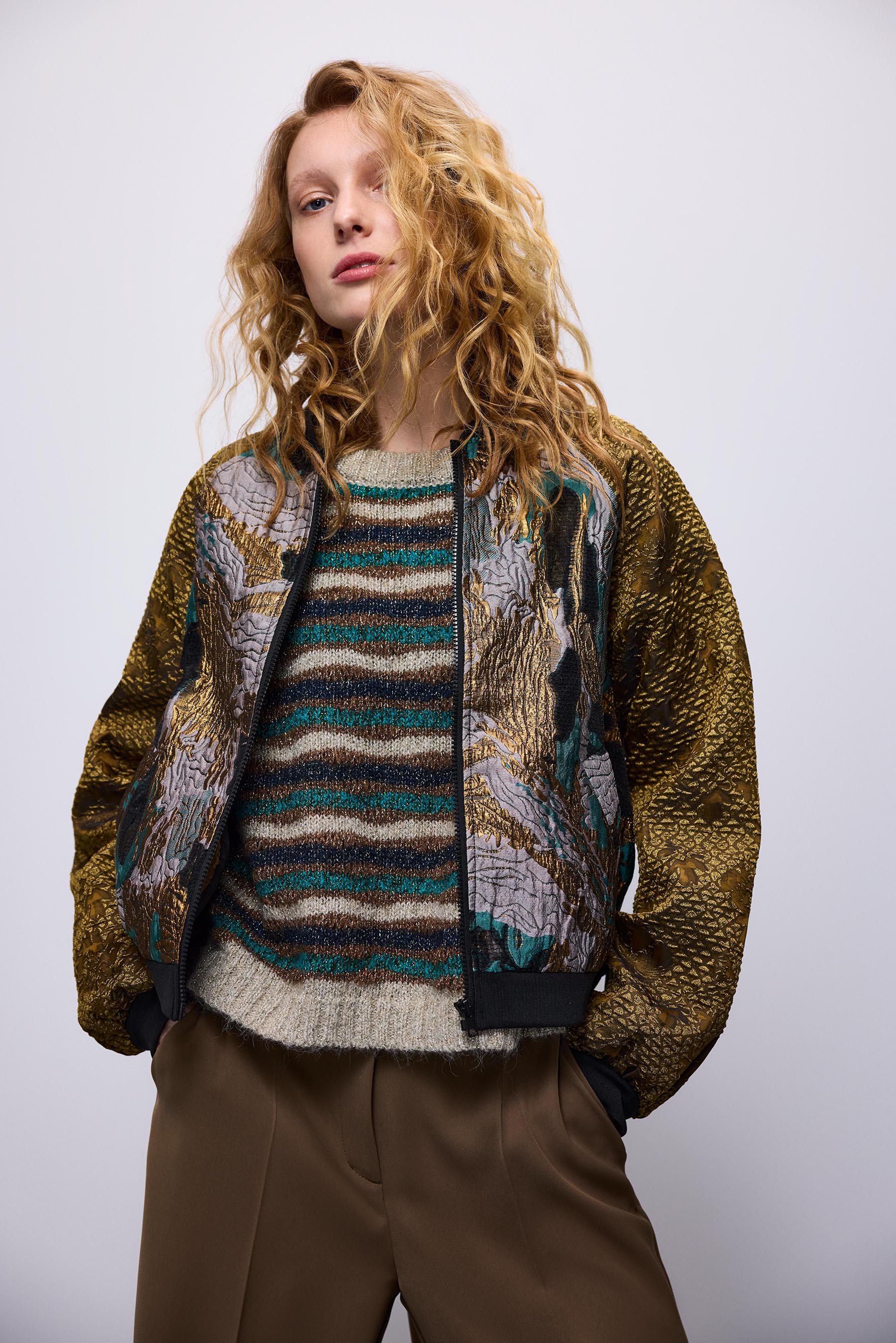 Mehrfarbiger Alpaka-Lurex-Pullover