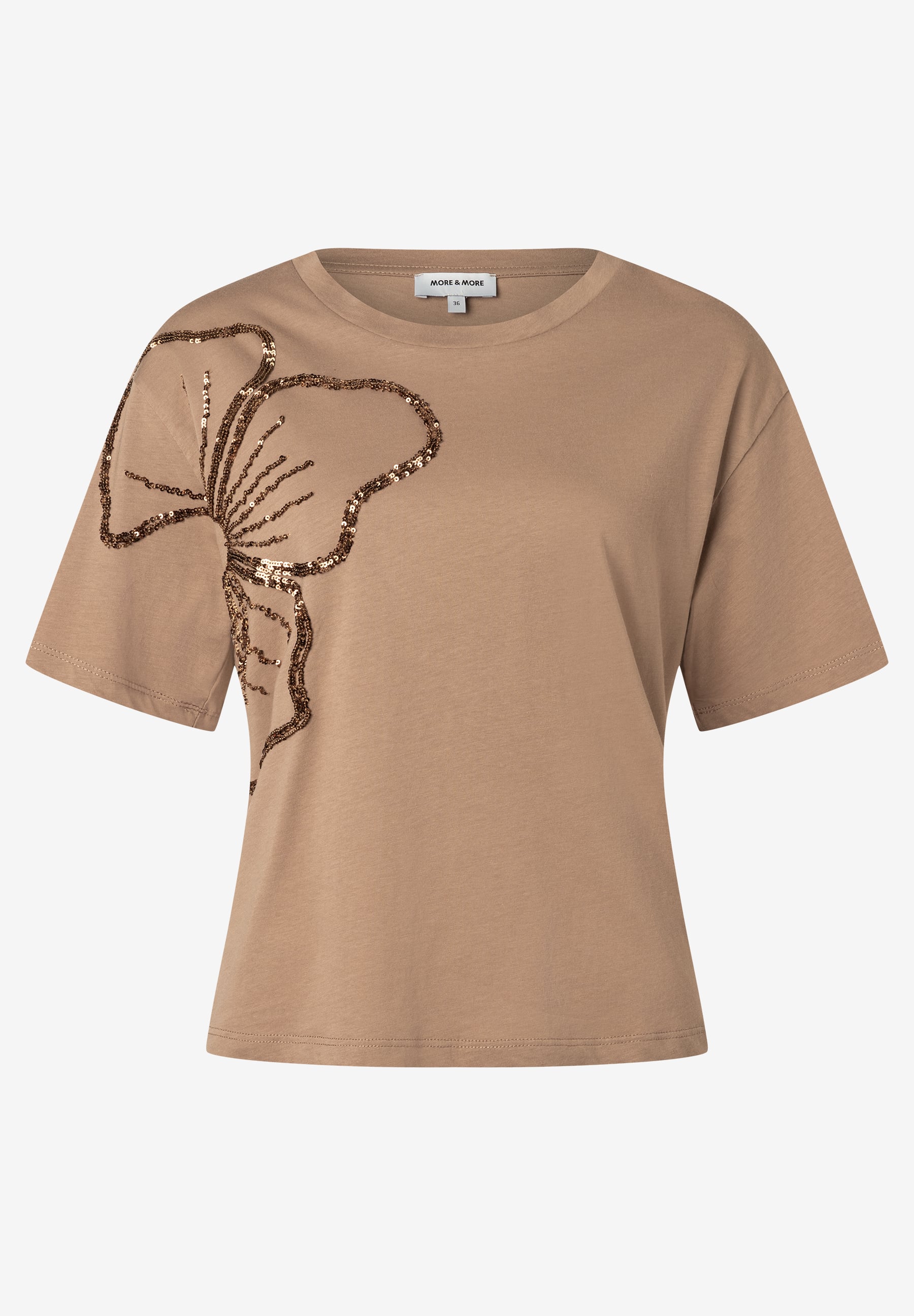  T-Shirt mit Pailletten-Blume