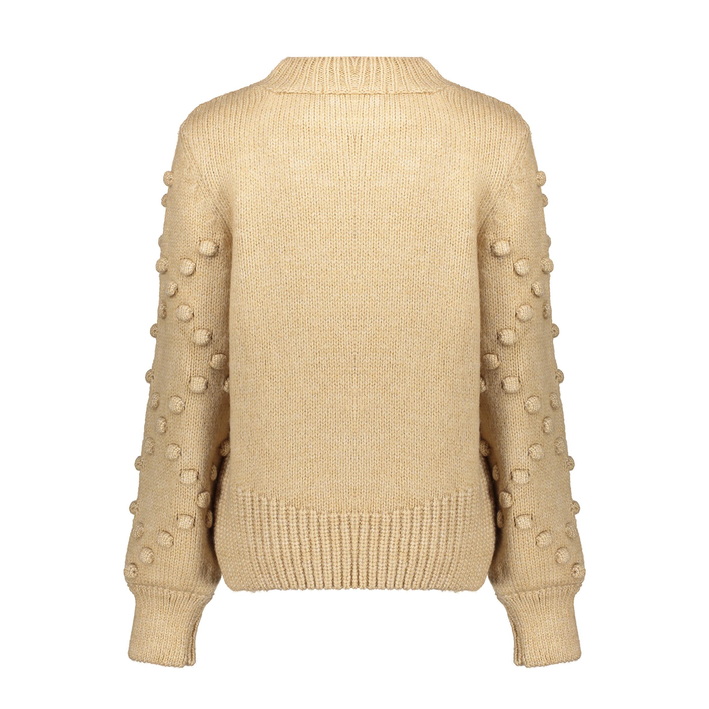 GEISHA Strickpullover mit Pompon und gestickten Blumen 