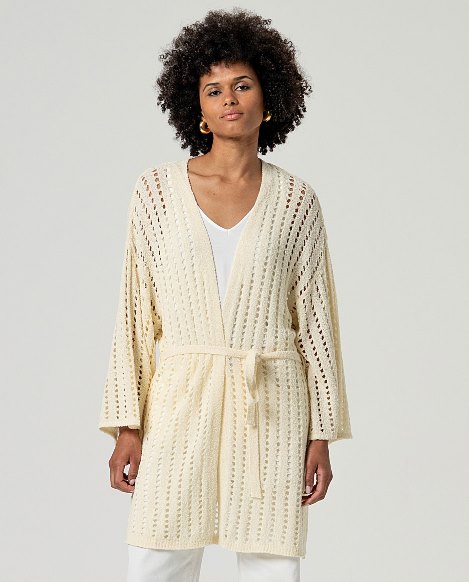 Offene Strickjacke mit Gürtel