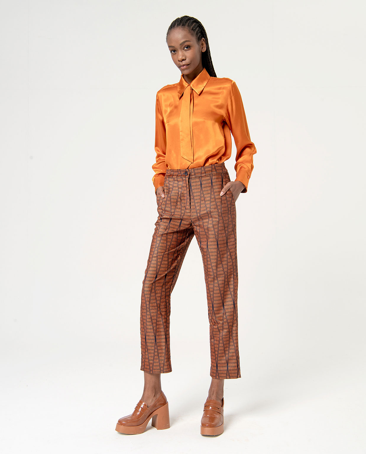 SURKANA gerade geschnittenen  Hose PRINT-ORANGE