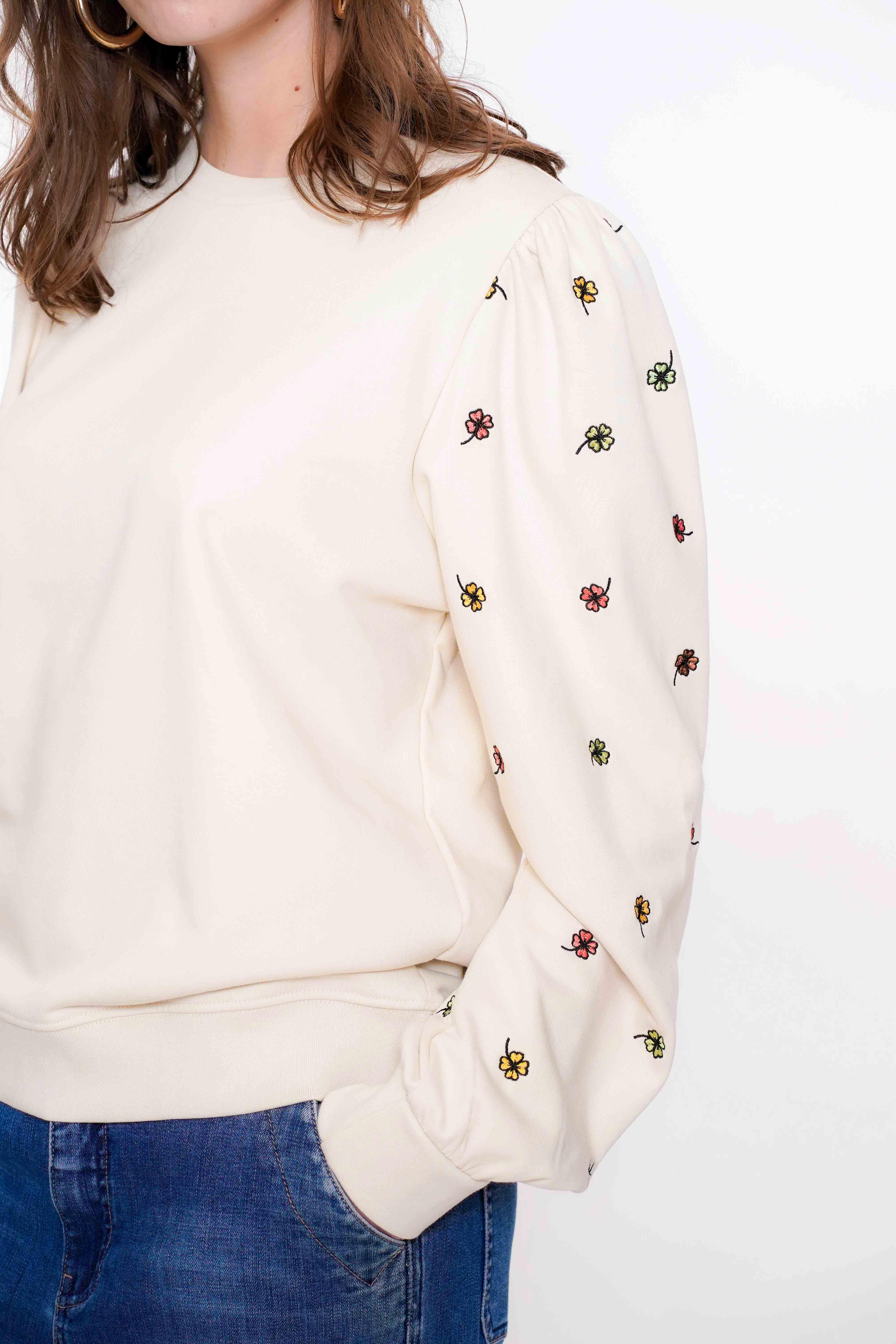 GEISHA Sweatshirt mit Kleeblattstickerei