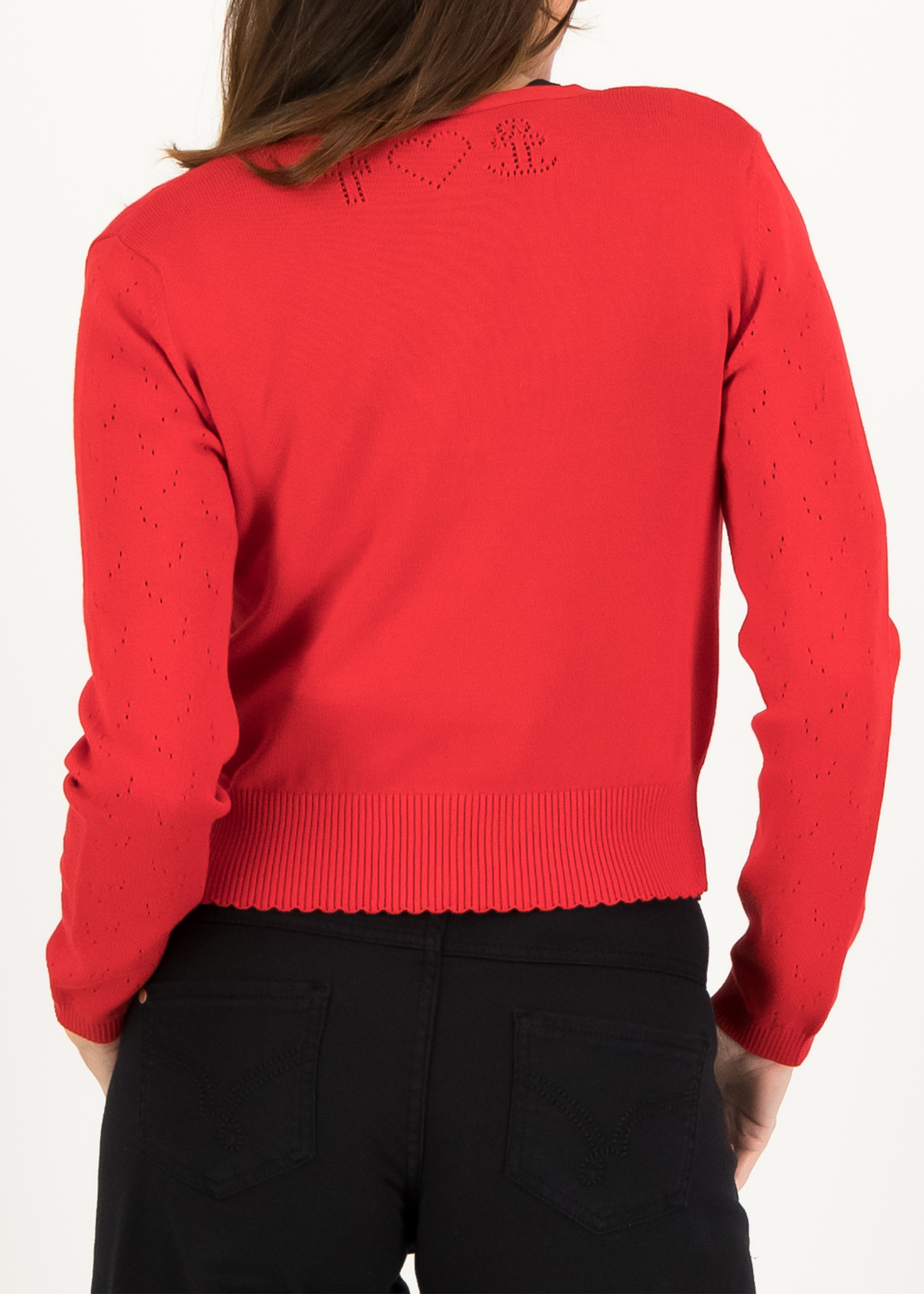 Cardigan Save the World -  stunningly red knit